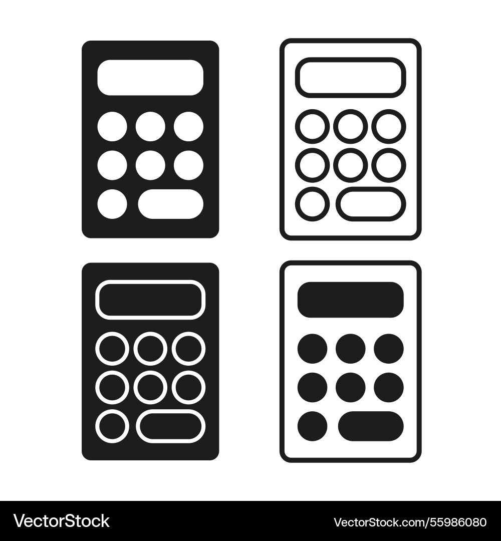 Calculator icon set simple numeric keypad black Calculator icon set simple numeric keypad black vector image