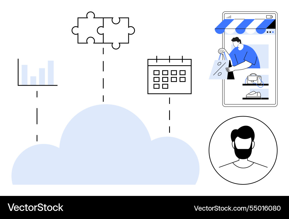 Cloud computing concept with online shopping data Cloud computing concept with online shopping data vector image
