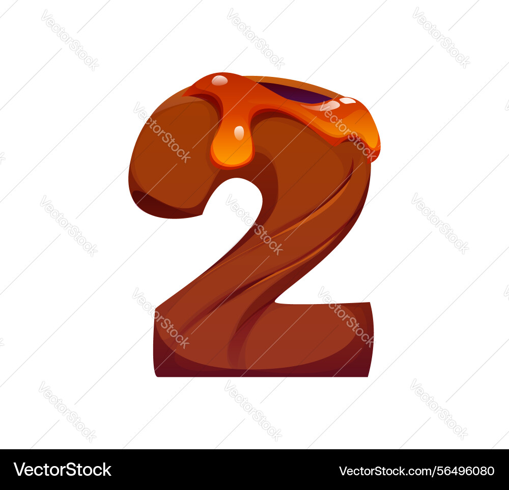 Honey font typeset tree bee hive digit 2 two Honey font typeset tree bee hive digit 2 two vector image