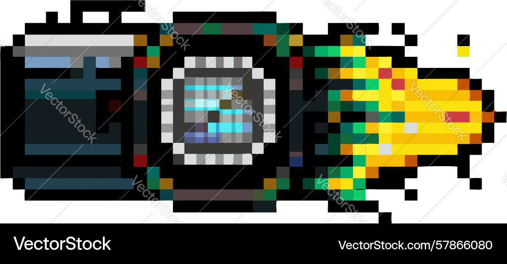 Pixel art camera with motion blur effect design Vector Image