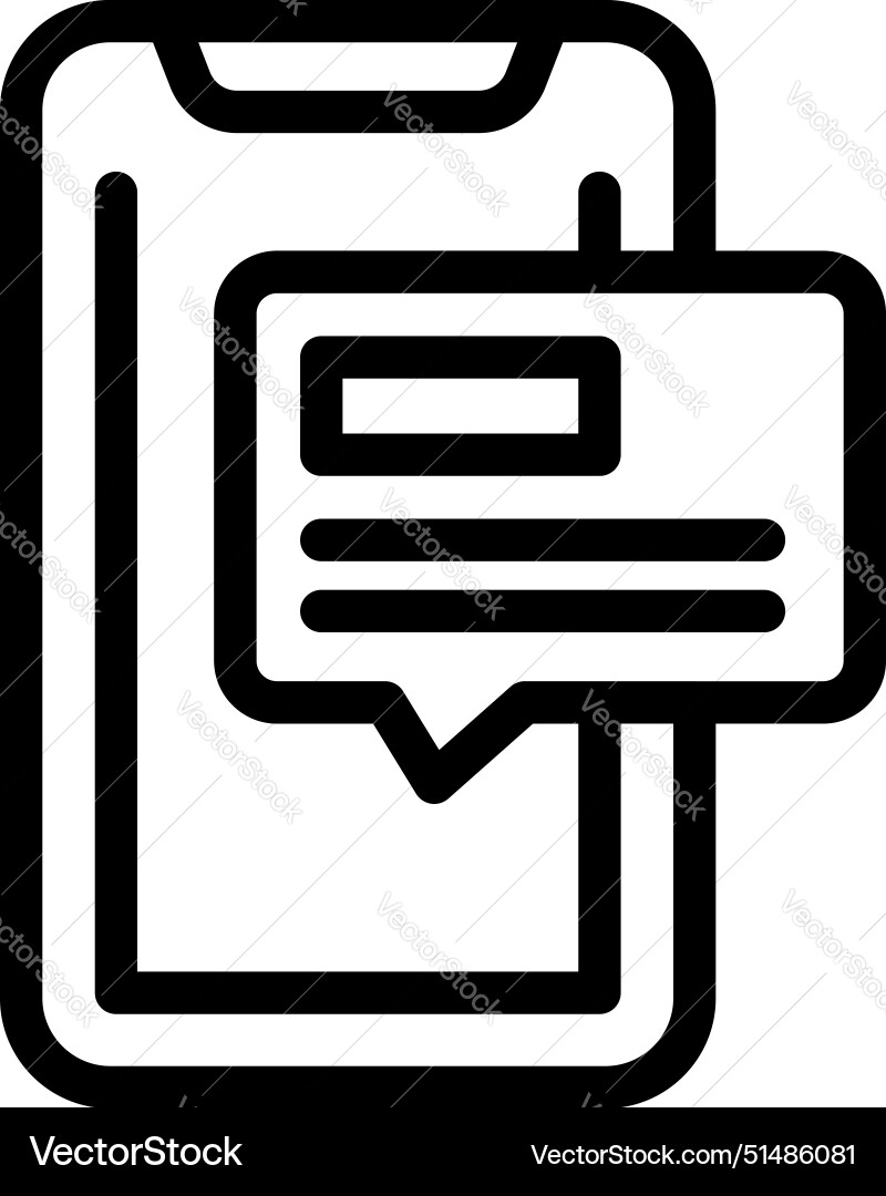 Black and white line art icon of a smartphone Black and white line art icon of a smartphone vector image