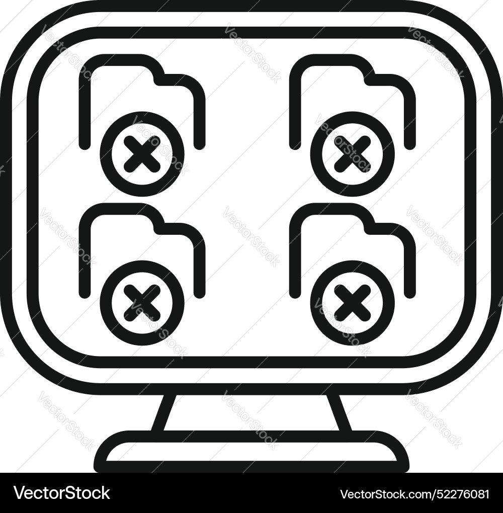 Computer displaying multiple folders with errors Computer displaying multiple folders with errors Vector Image