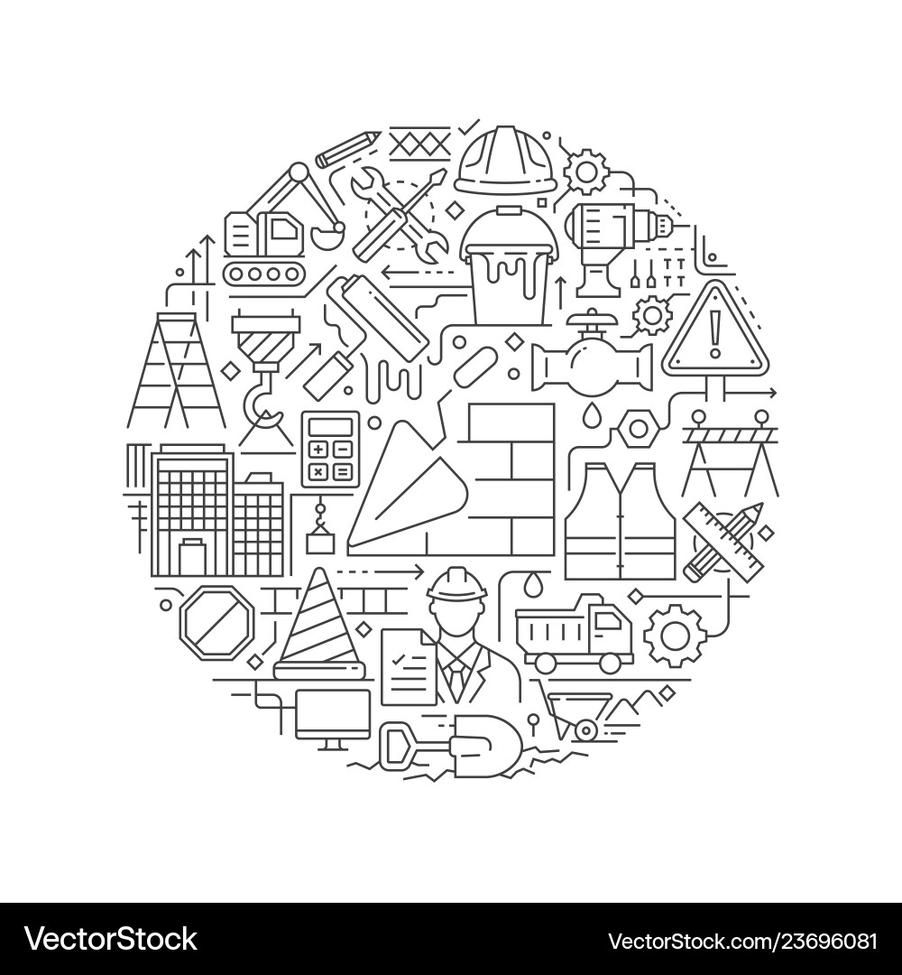 Construction Icon Round Element vector image