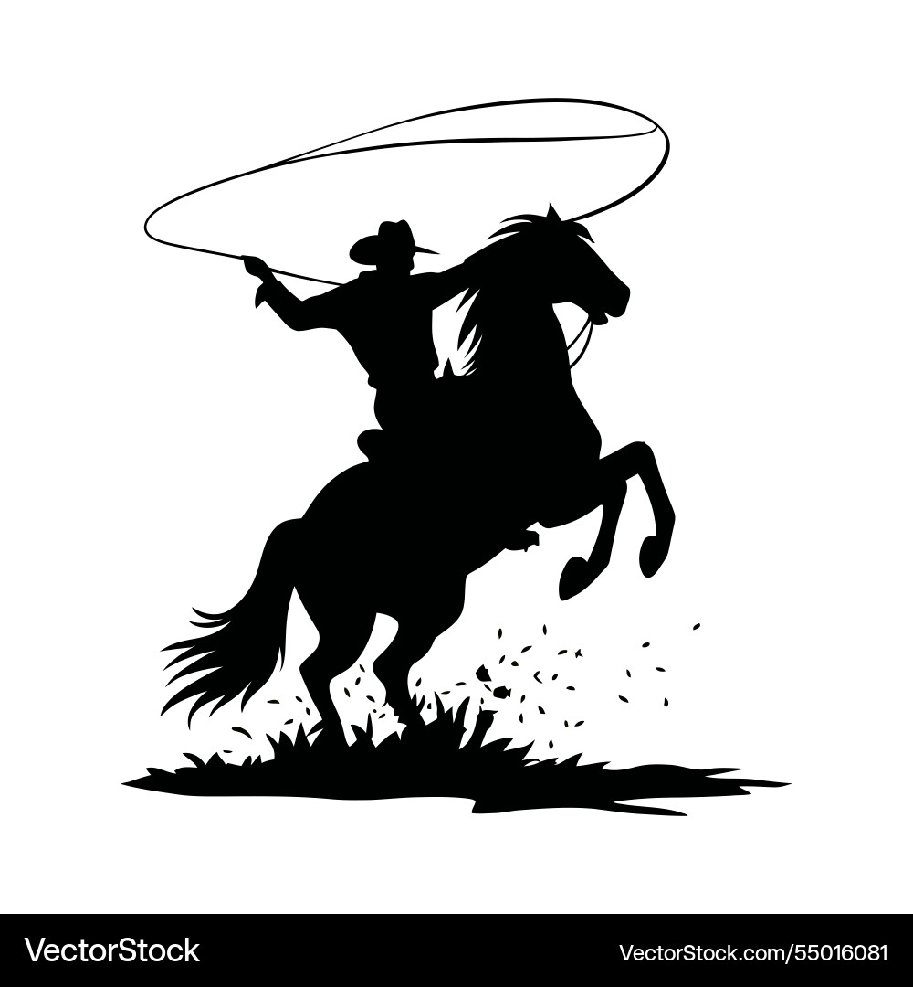 Cowboy Riding Horse with Lasso Vector Image