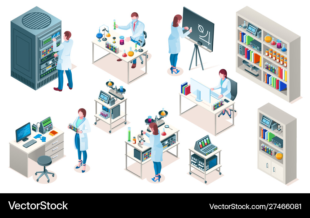 Isometric Laboratory & Science Set Royalty Free Vector
