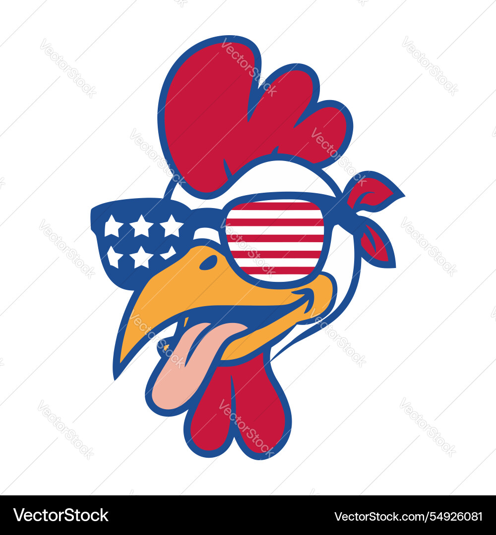 Patriotic Rooster mit USA Sonnenbrille Vektorbild