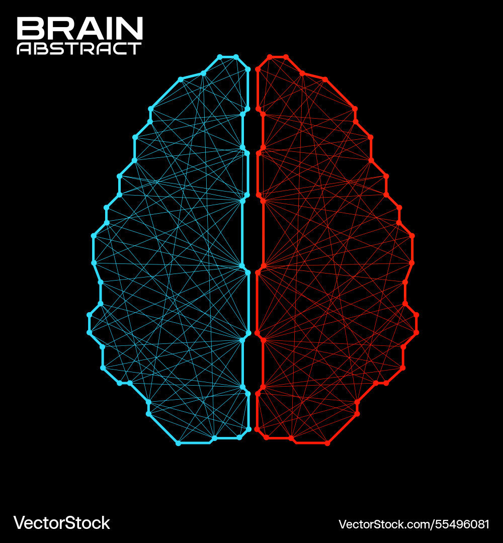 Polygonal abstract brain with connected lines Vector Image