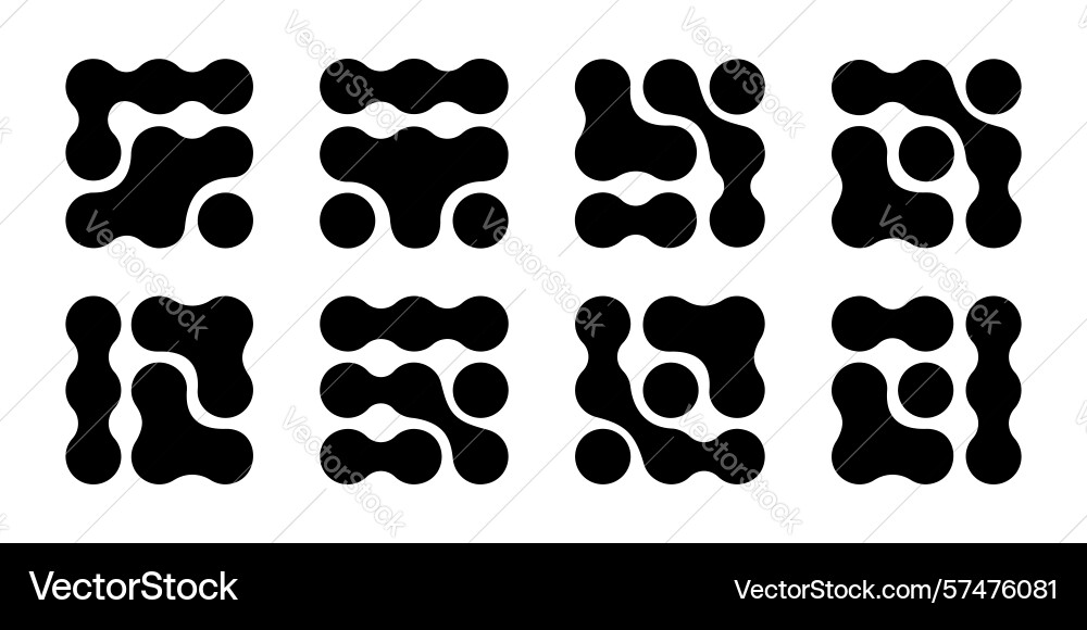 Set of meta ball patterns connected dots liquid Set of meta ball patterns connected dots liquid vector image