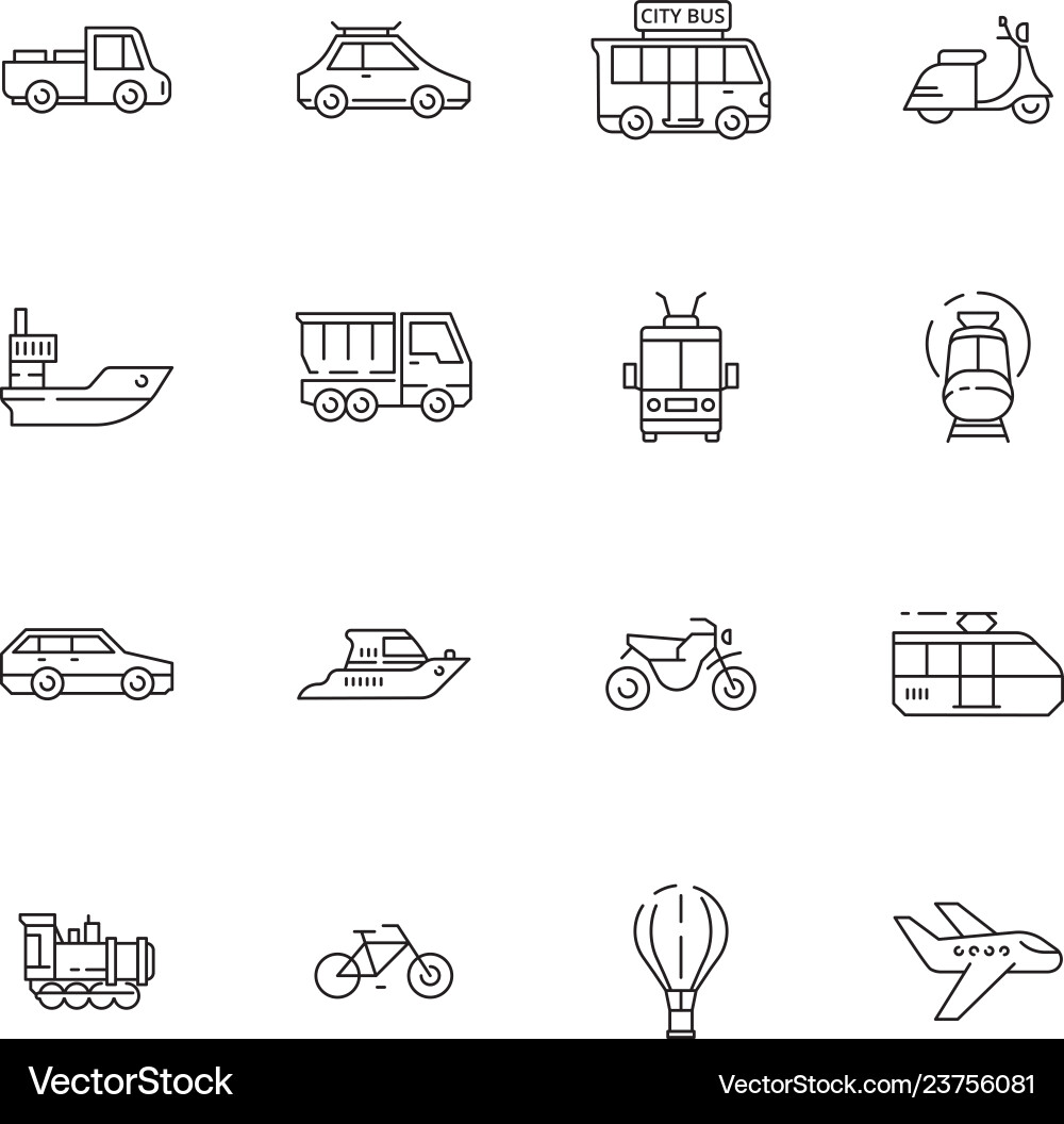 Transport Icons - Vehicles & Transit Vector Image