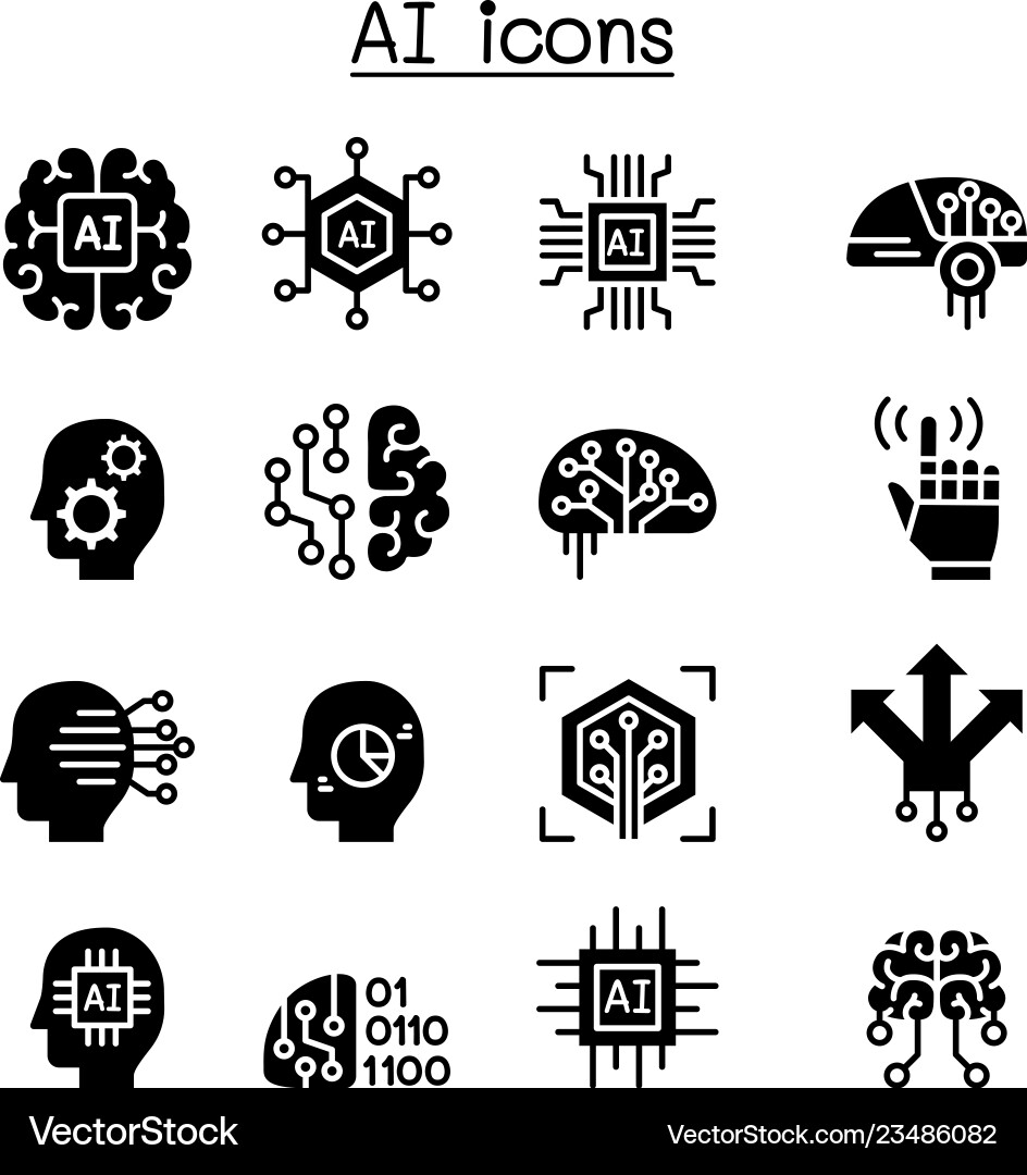 Ai künstliche Intelligenz Icon Set Ai künstliche Intelligenz Icon Set vektorbild