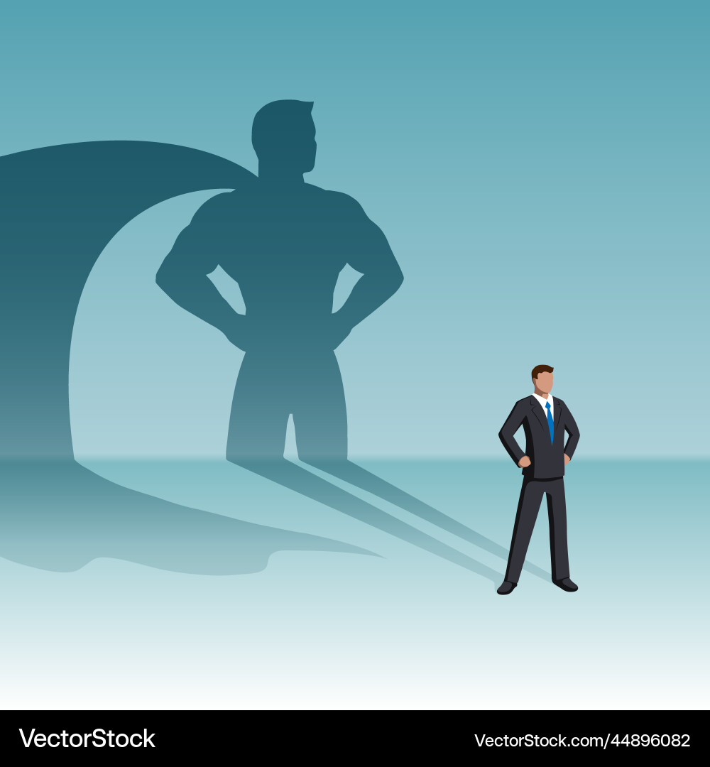 Businessman with superhero shadow Royalty Free Vector Image