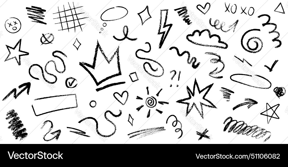 Chalk Doodle Graffiti Shapes Vector Image