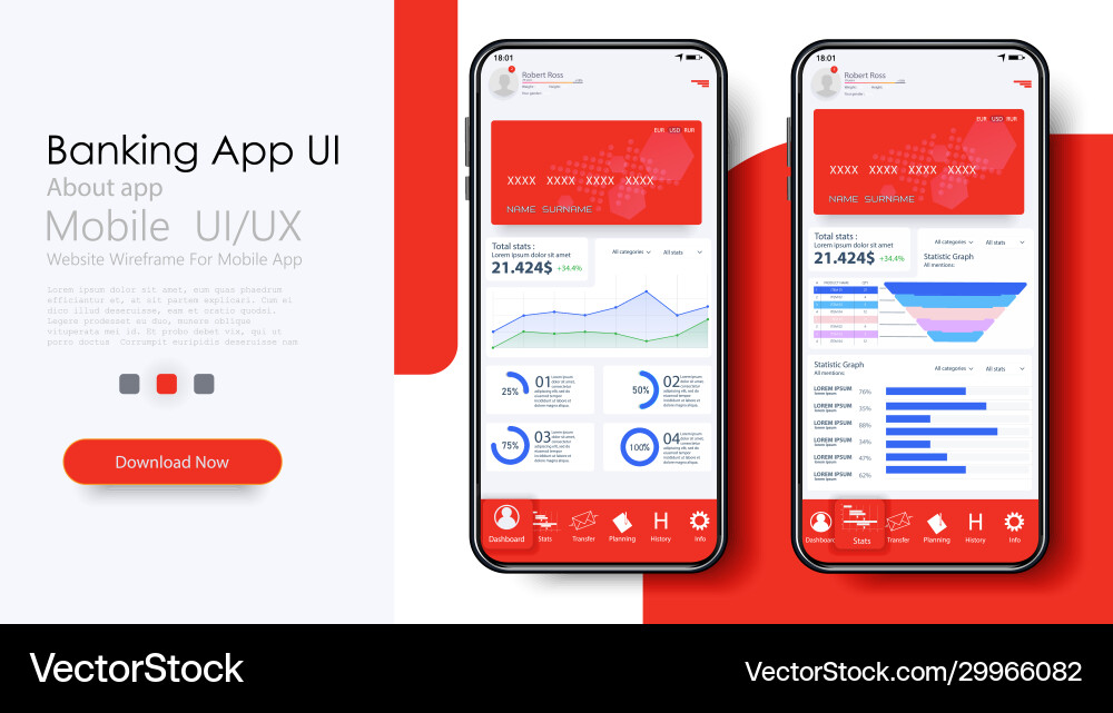 Online banking mobile apps ui ux gui set vector image