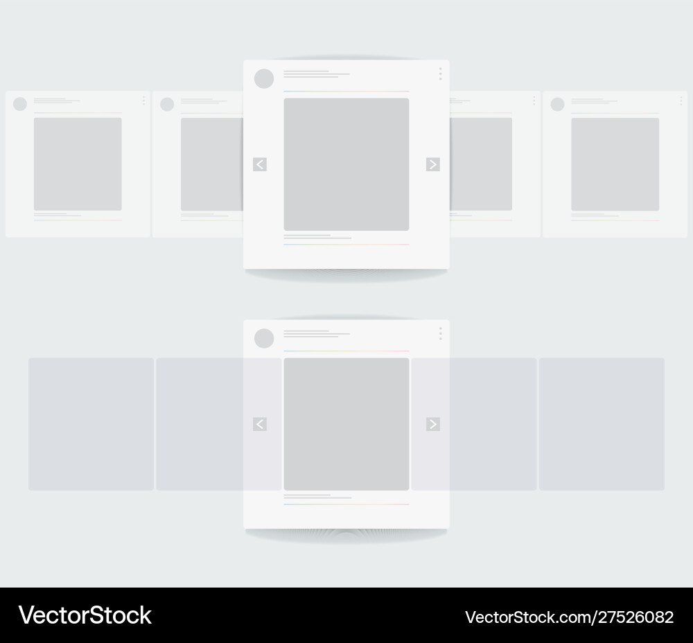 Profile mobile page with horizontal scrolling vector image