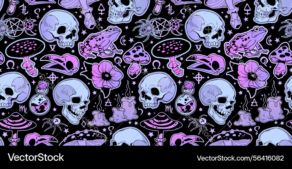 Seamless pattern with cute and gloomy atmosphere Seamless pattern with cute and gloomy atmosphere Vector Image