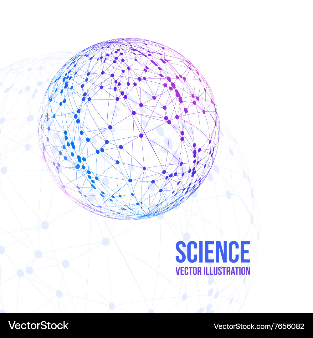 Sphere with connected lines and dots wireframe Vector Image