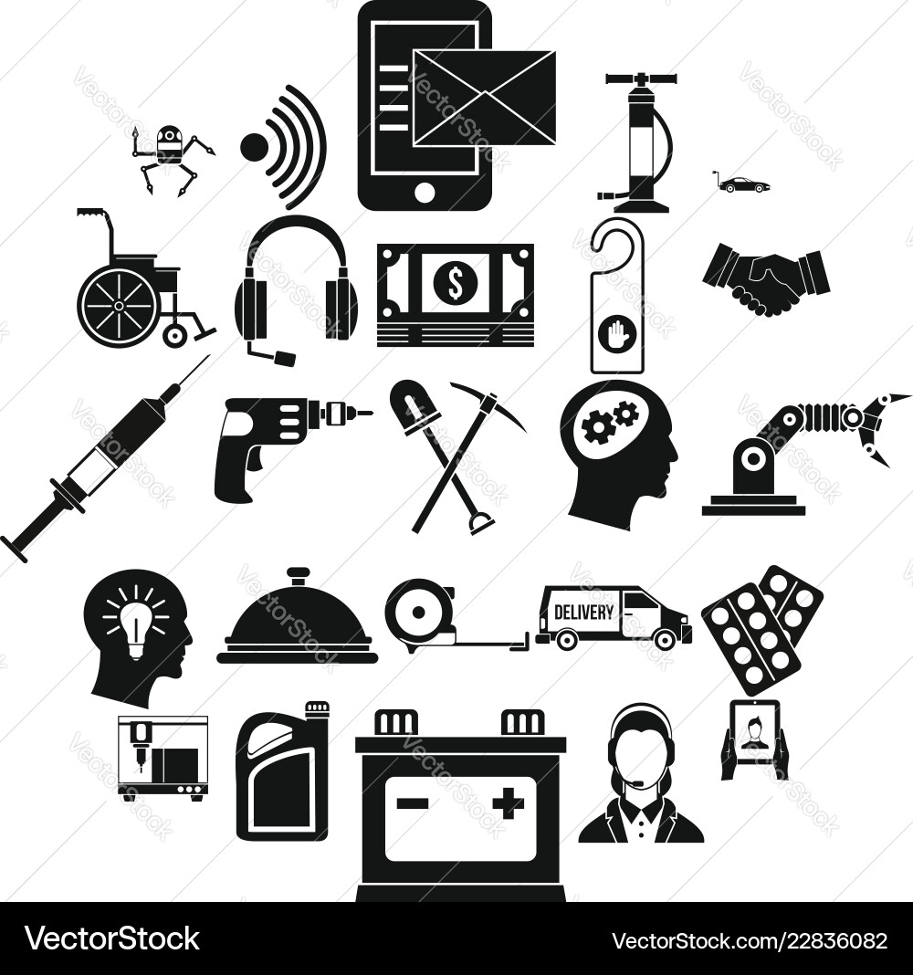 Support icons set simple style Support icons set simple style vector image