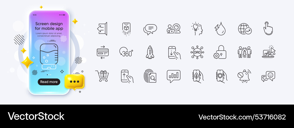 Text message sign out and lock line icons for web Text message sign out and lock line icons for web vector image