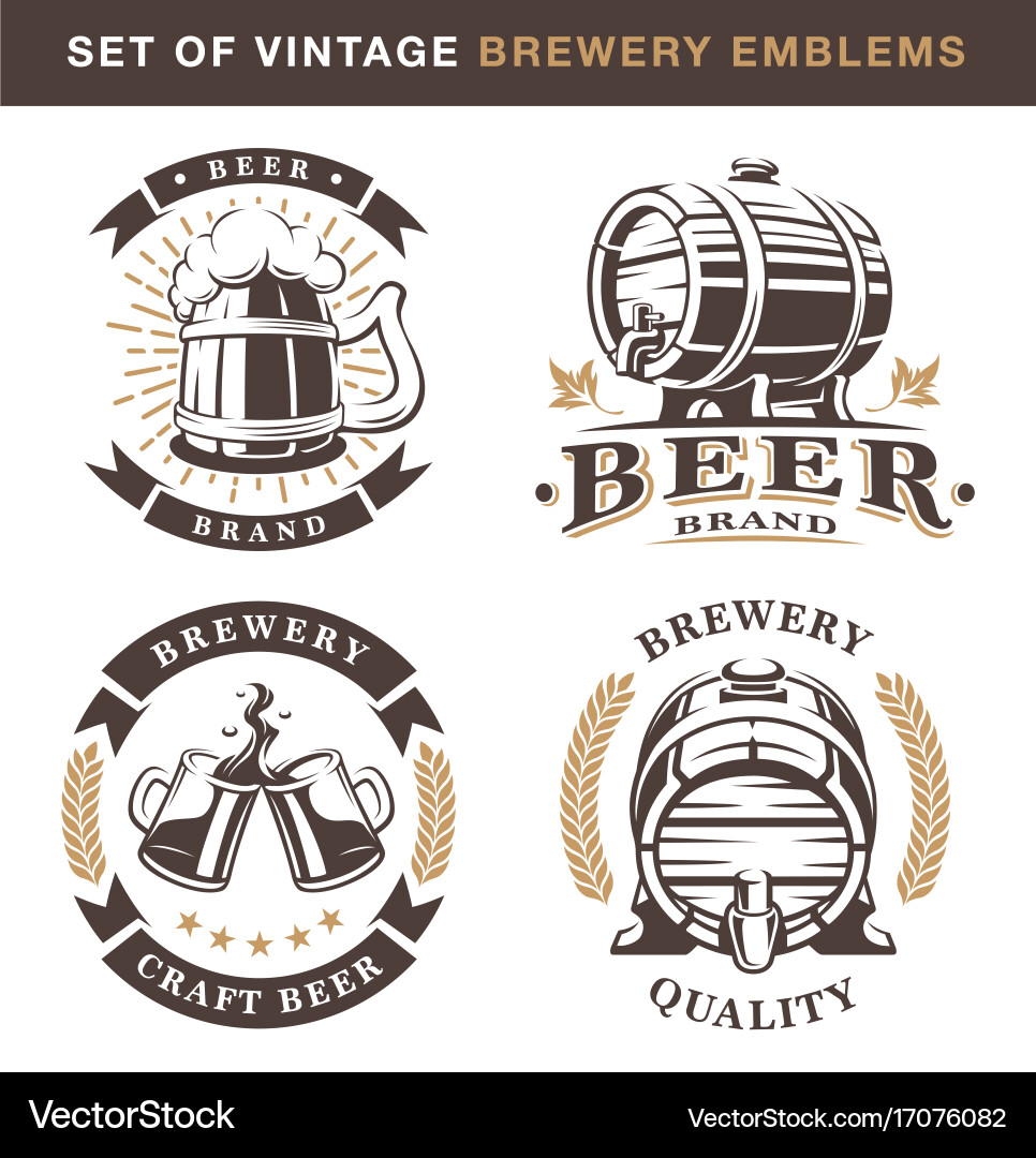 Vintage Brewery Emblem Set vector image