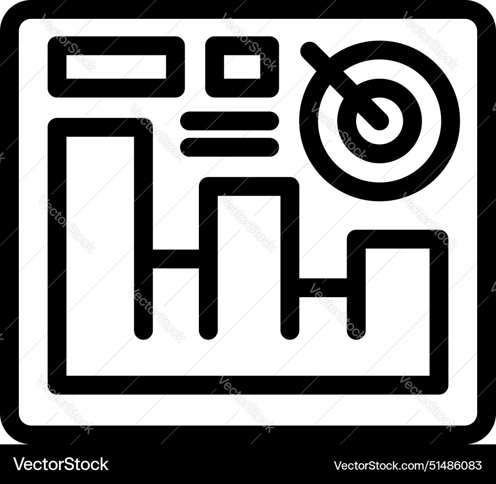 Business analytics icon with bar chart and target Business analytics icon with bar chart and target vector image