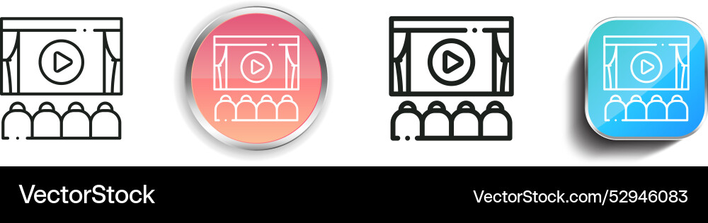 Cinema icon thin linear regular and button style Cinema icon thin linear regular and button style vector image