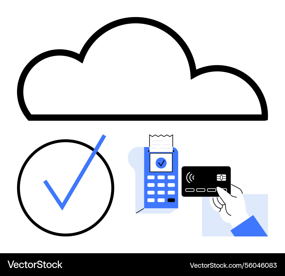 Cloud-based payment processing with contactless Cloud-based payment processing with contactless Vector Image
