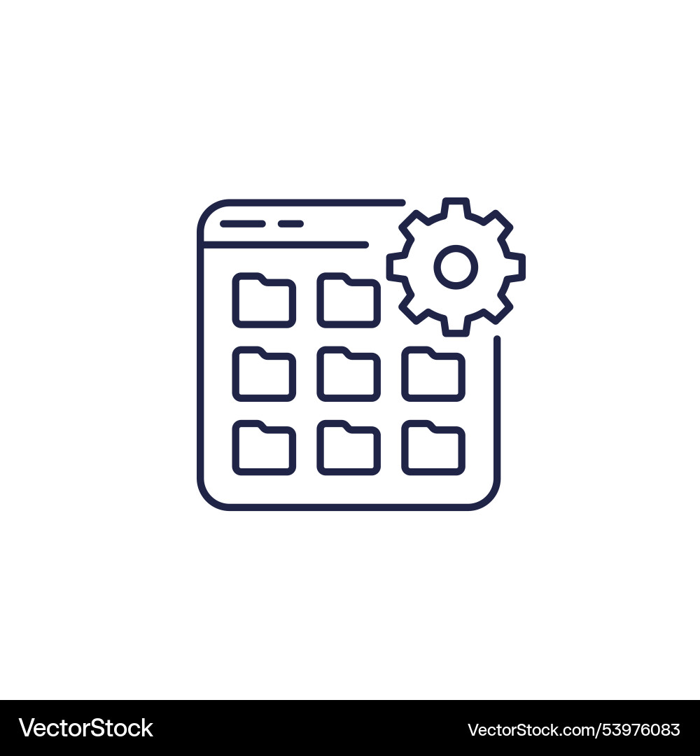 File management line icon with folders vector image