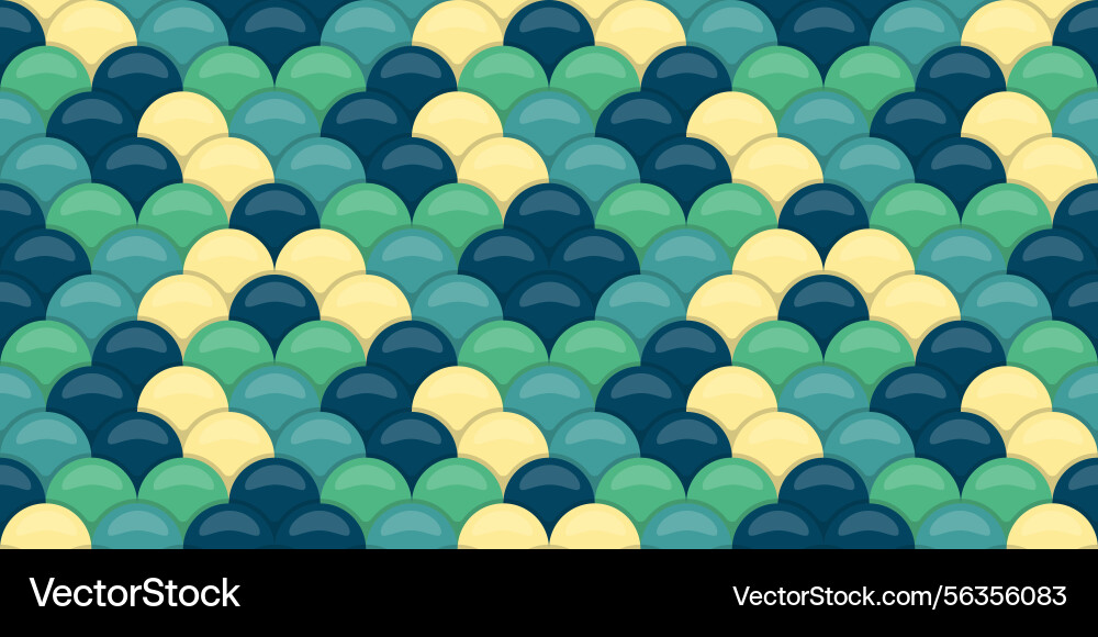 Seamless pattern of overlapping scales in teal vector image
