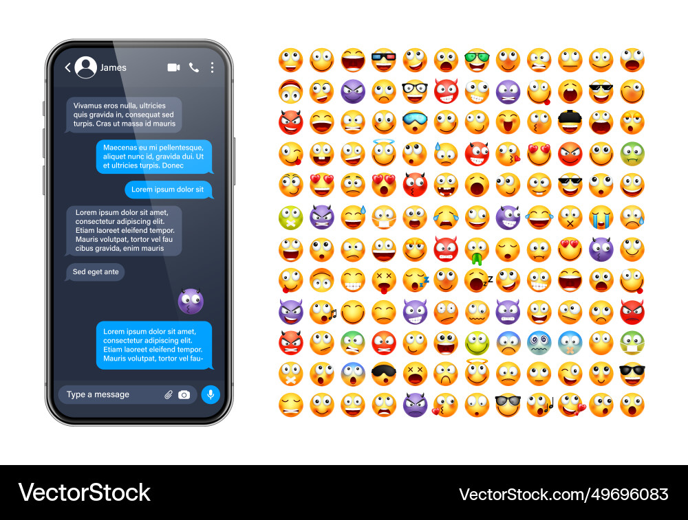 Smartphone messaging app user interface Smartphone messaging app user interface vector image