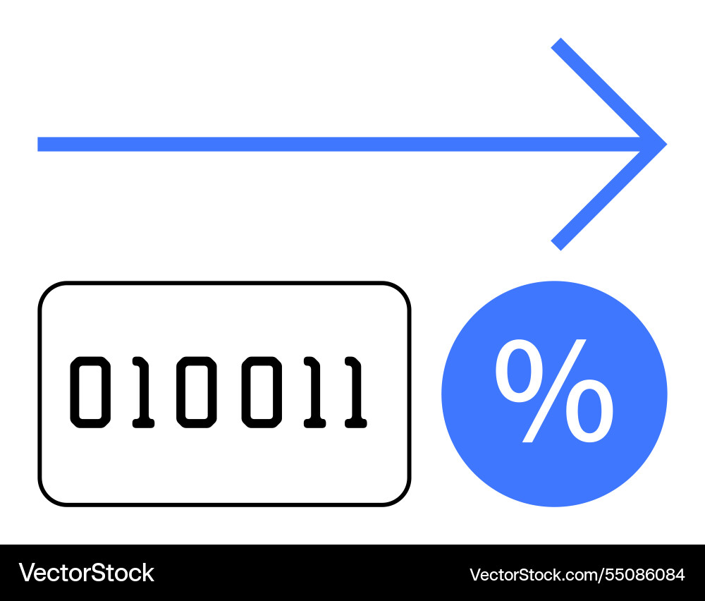 Arrow pointing to binary code and percentage sign Arrow pointing to binary code and percentage sign vector image