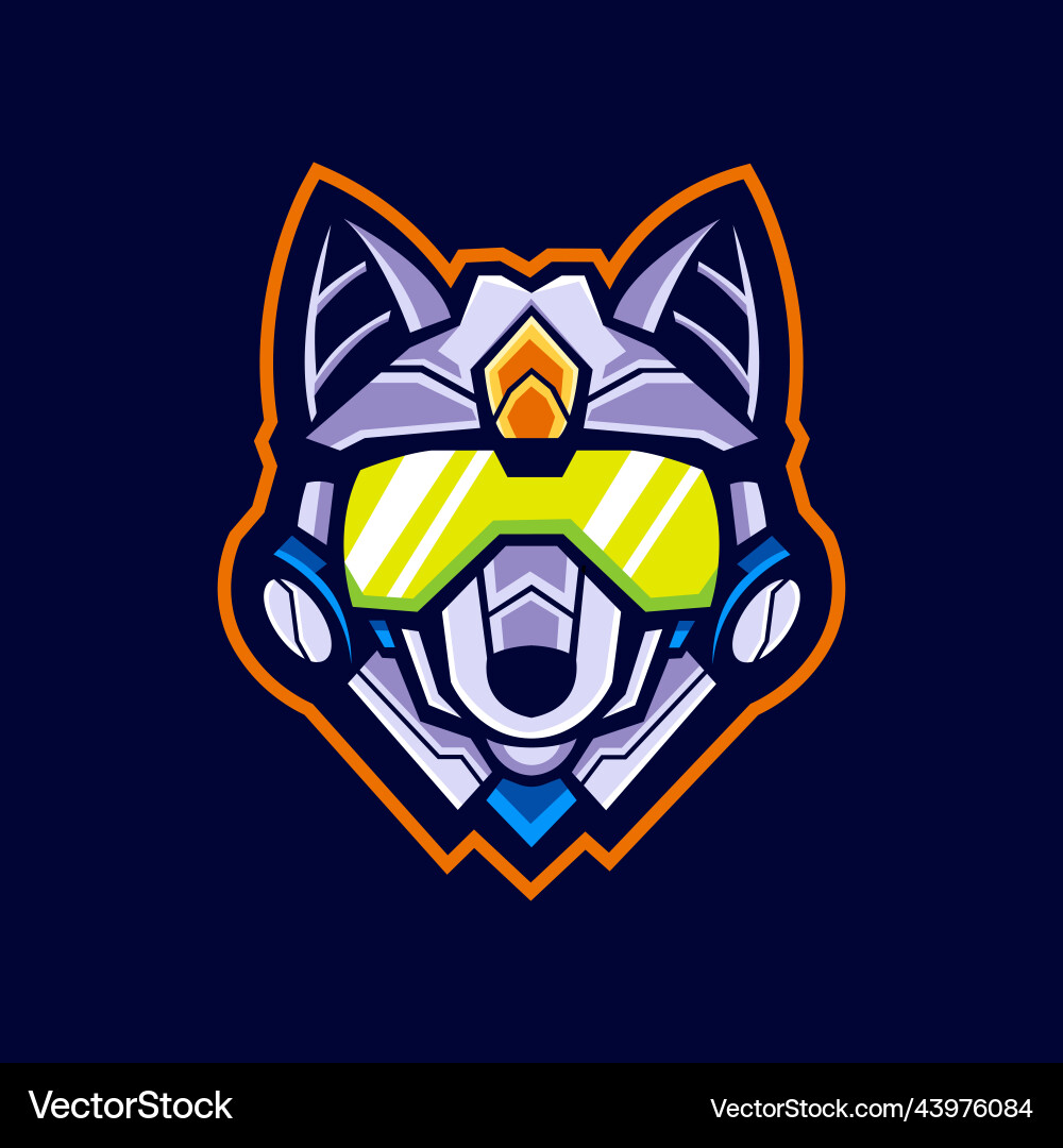 Cyborg Wolf Logo - Futuristic Mascot Vector Image
