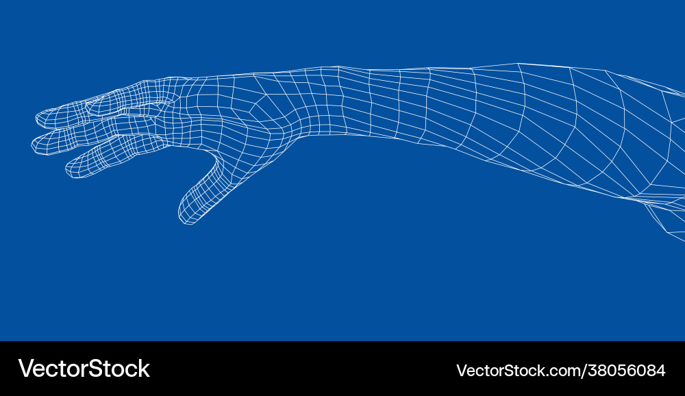 Hand rendering 3d Hand rendering 3d Vector Image