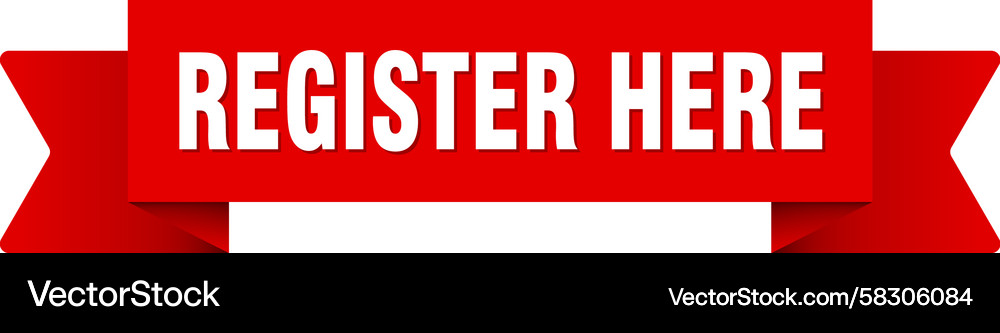 Red Ribbon with 'Register Here' Text Vector Image