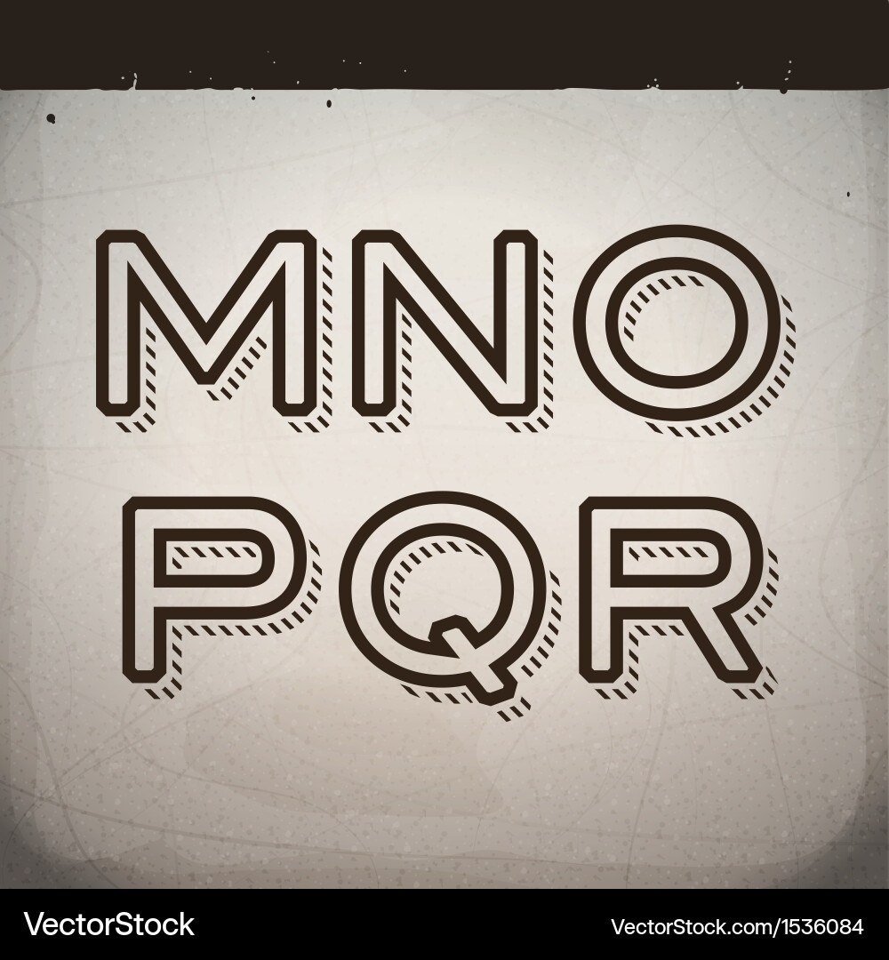 Retro Alphabet Font - M to R Vector Image