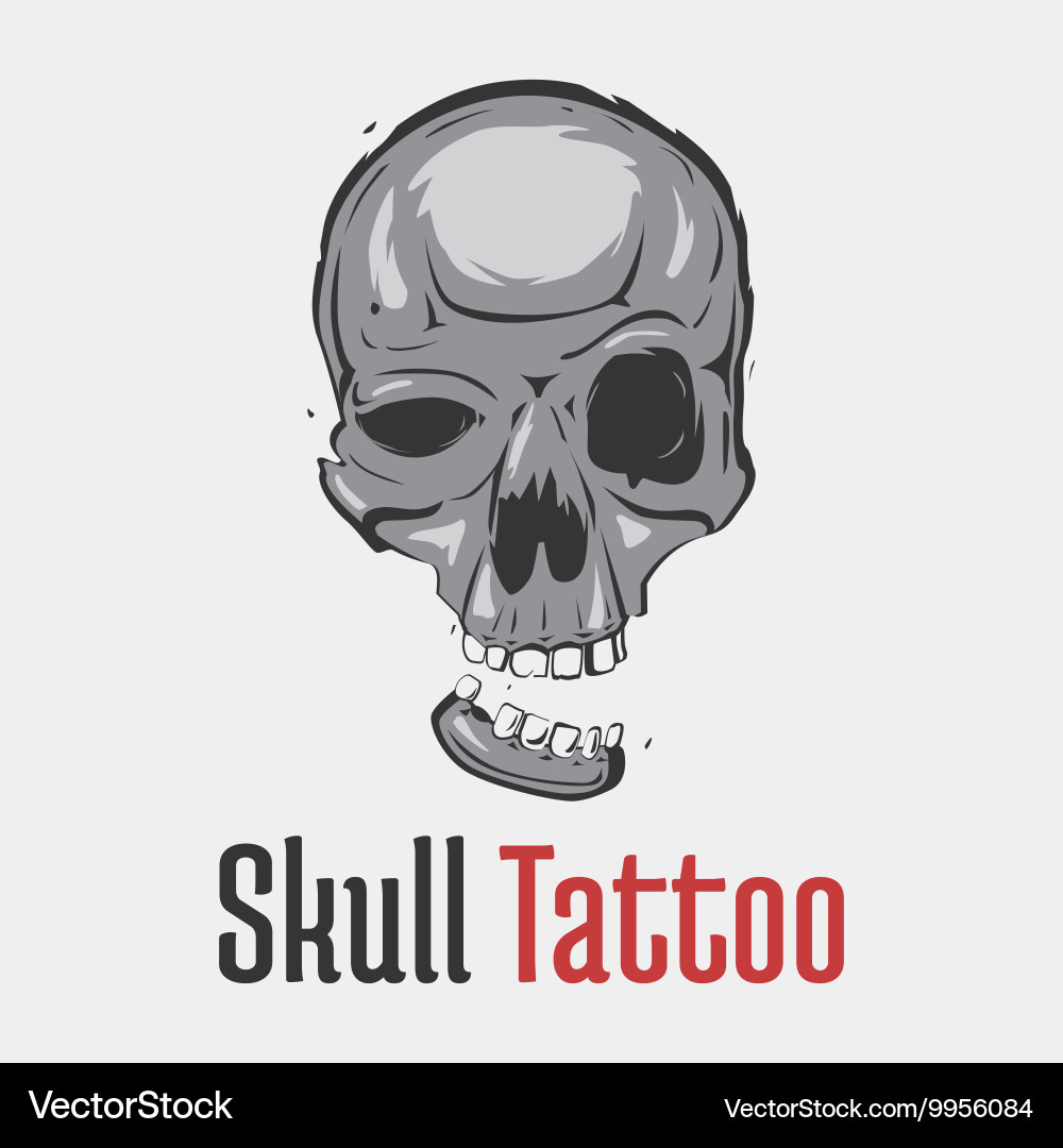 Skull tattoo with separated smiling jaw Vector Image
