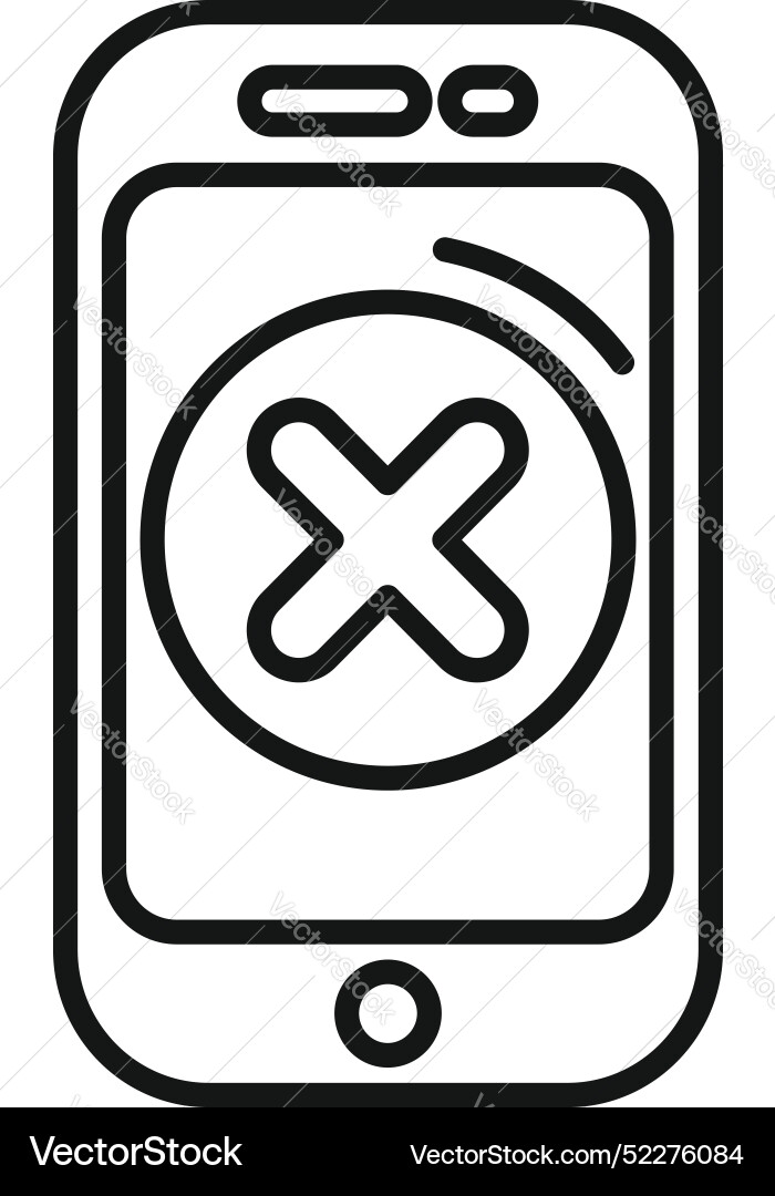 Smartphone showing cross mark delete icon Smartphone showing cross mark delete icon vector image
