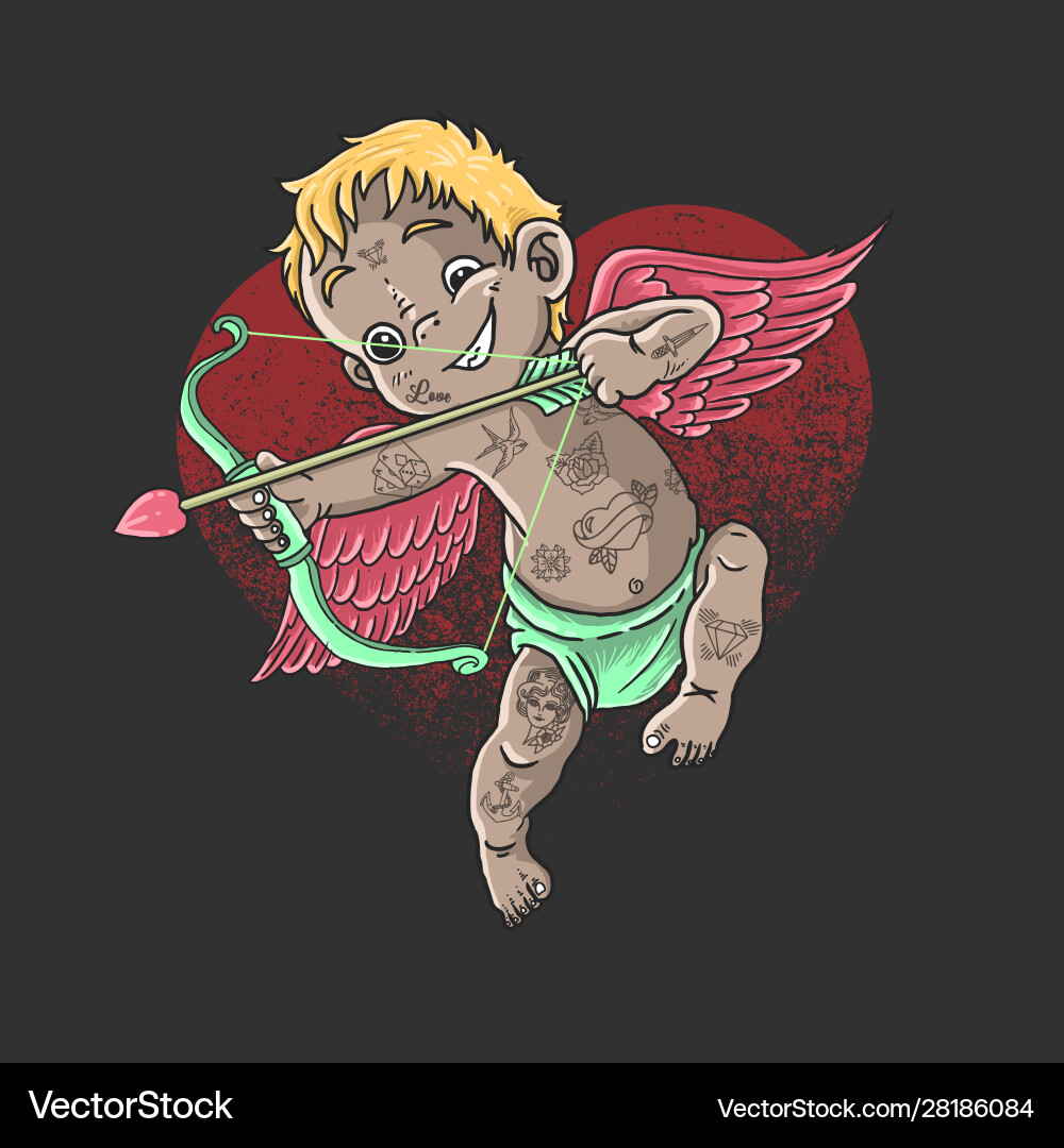 Valentine character cupid cute angel love Valentine character cupid cute angel love vector image