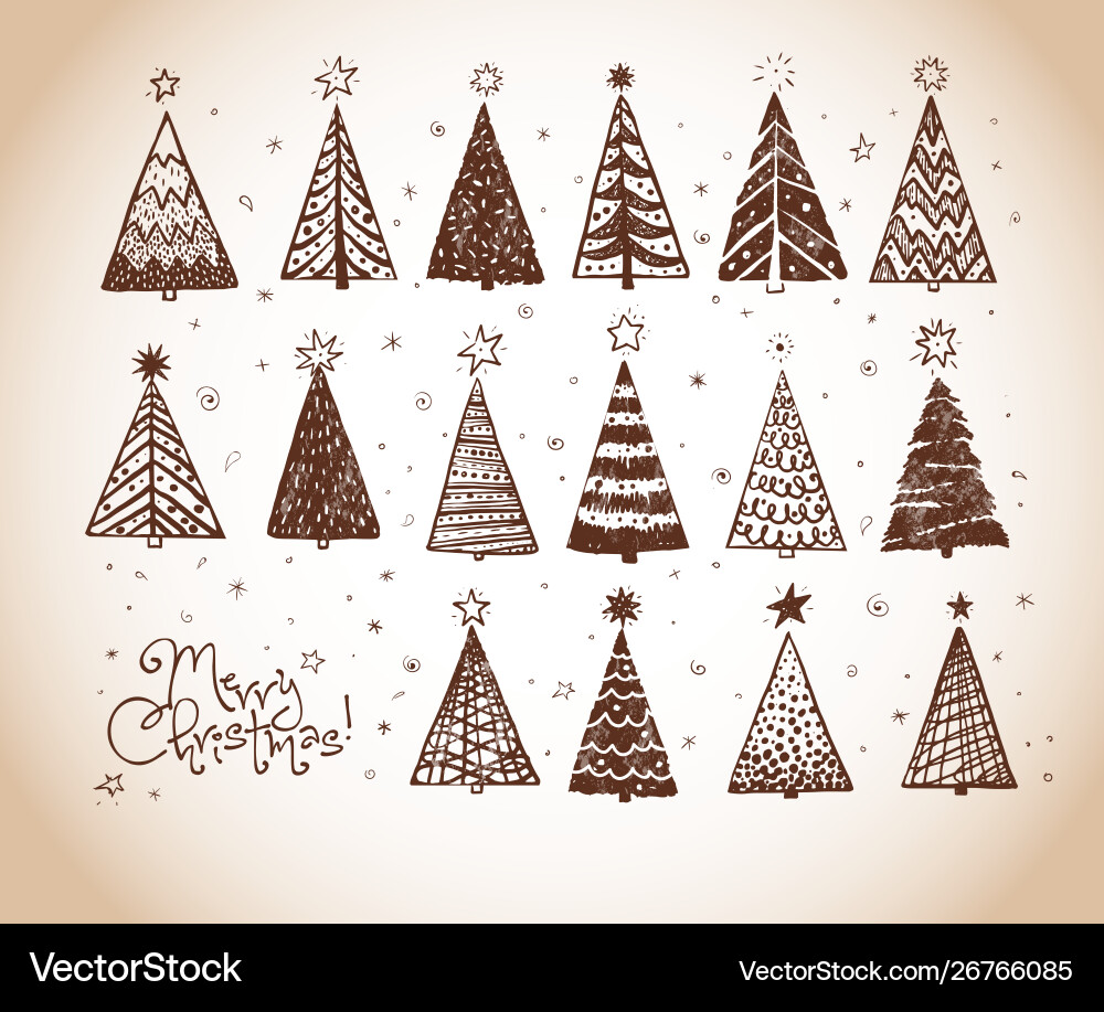Christmas doodles with set decorative Christmas doodles with set decorative vector image