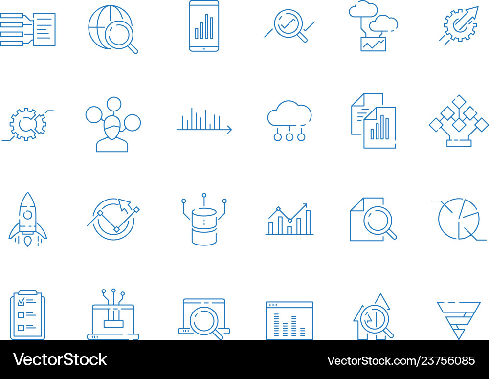 Data Analysis Icons - Strategy & Analytics vector image