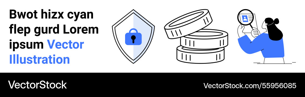 Data security with shield icon stacked coins Data security with shield icon stacked coins vector image