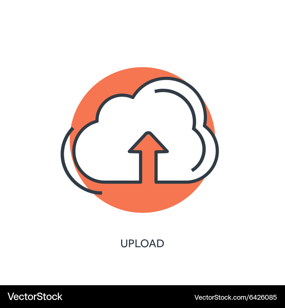 Flat lined cloud computing icon data storage vector image
