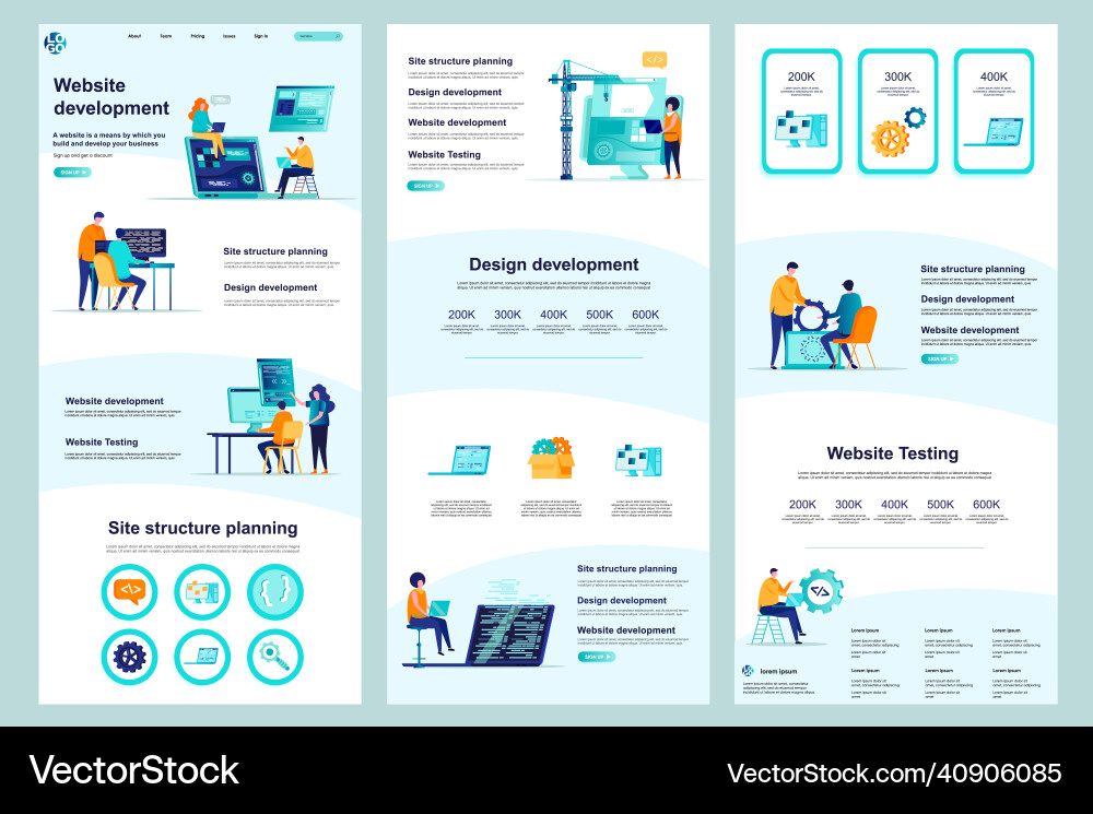Modern Website Development Landing Page vector image