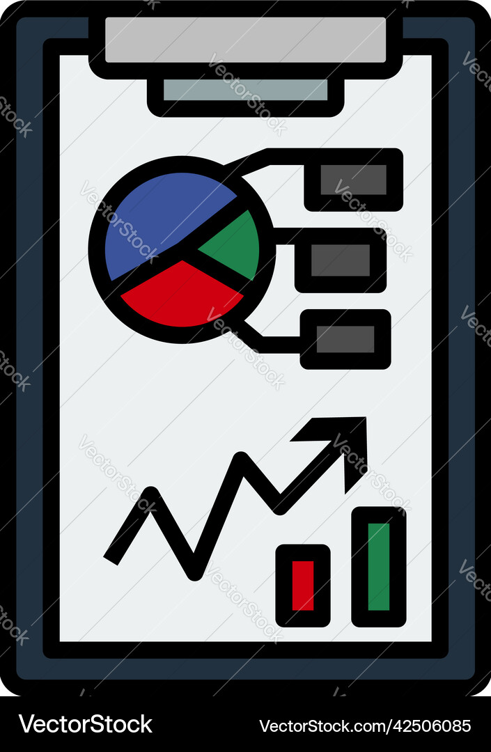 Writing tablet with analytics chart icon Writing tablet with analytics chart icon vector image