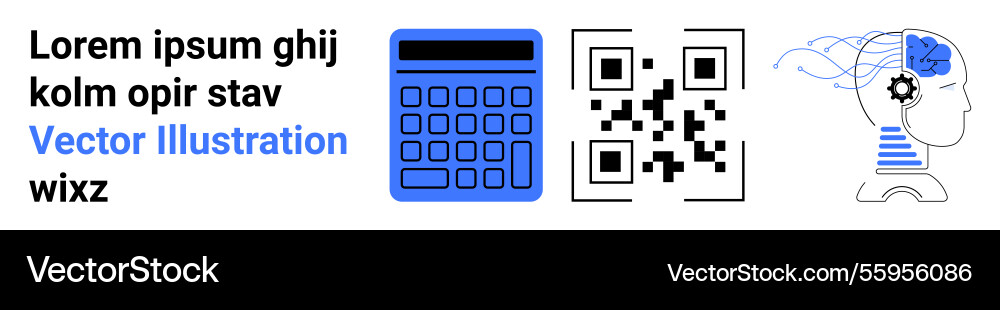 Digital tools and ai concepts with calculator qr Digital tools and ai concepts with calculator qr vector image