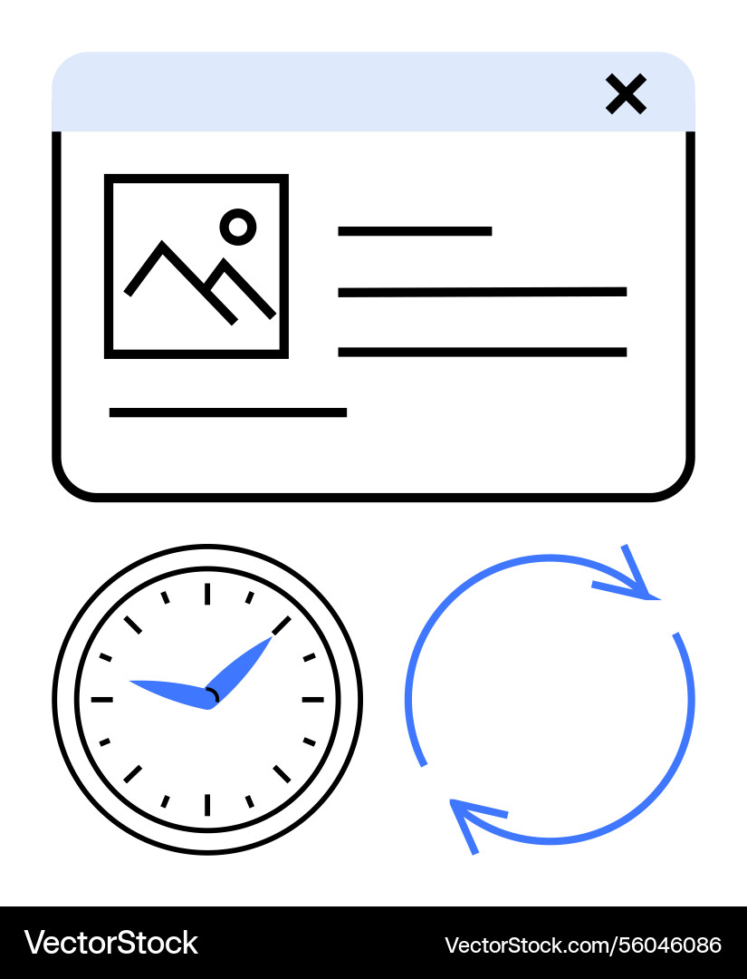 Digital workflow concept with webpage clock Digital workflow concept with webpage clock vector image