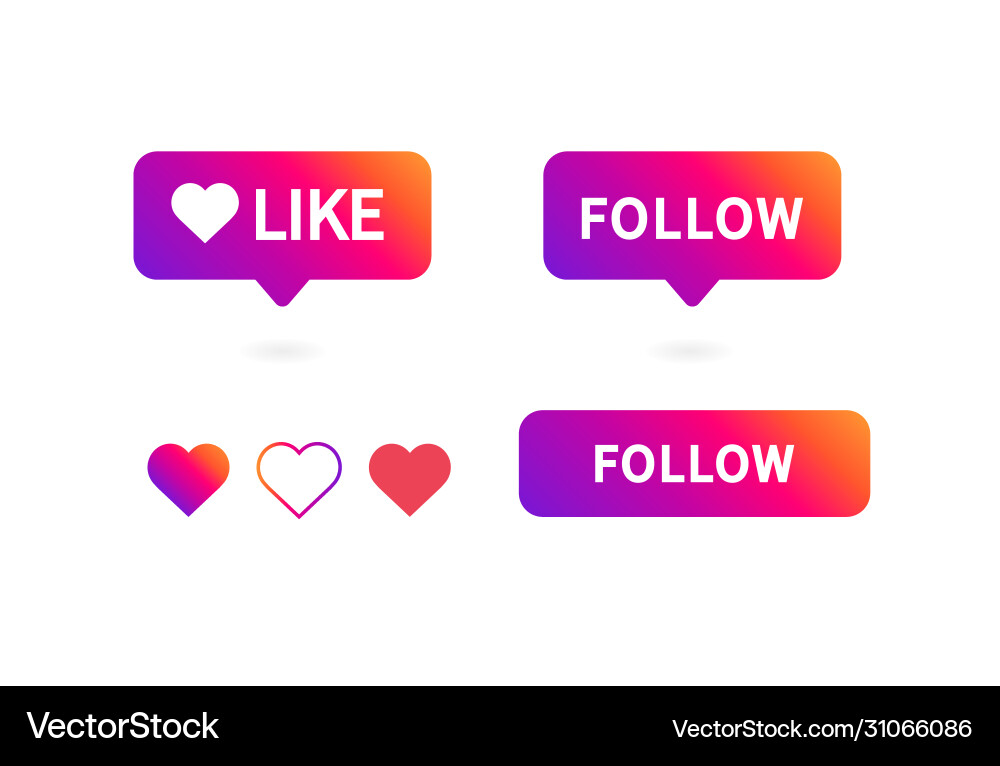 Follow Like Button Icon vector image