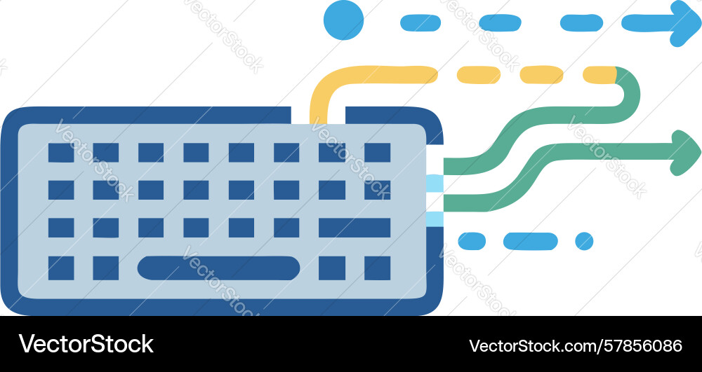 Keyboard with colorful data streams complex vector image