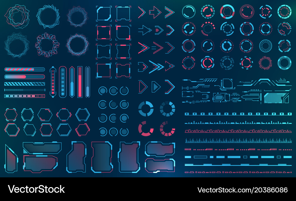 Modern UI Elements - Circles & Lines vector image