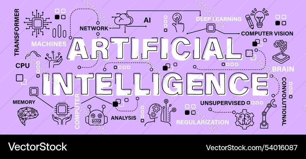 Artificial intelligence or ai word with outline vector image