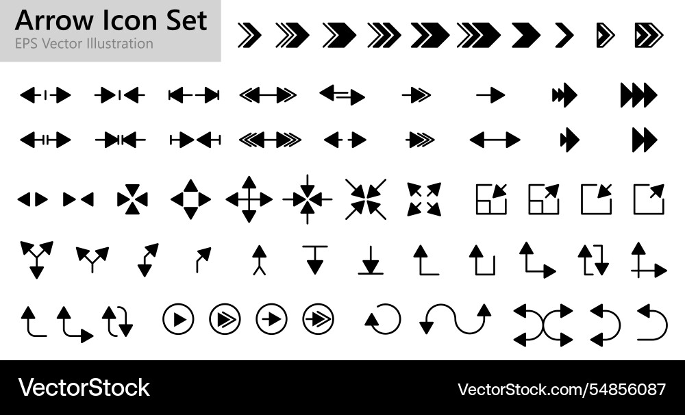 Big solid icon set with arrows Big solid icon set with arrows vector image